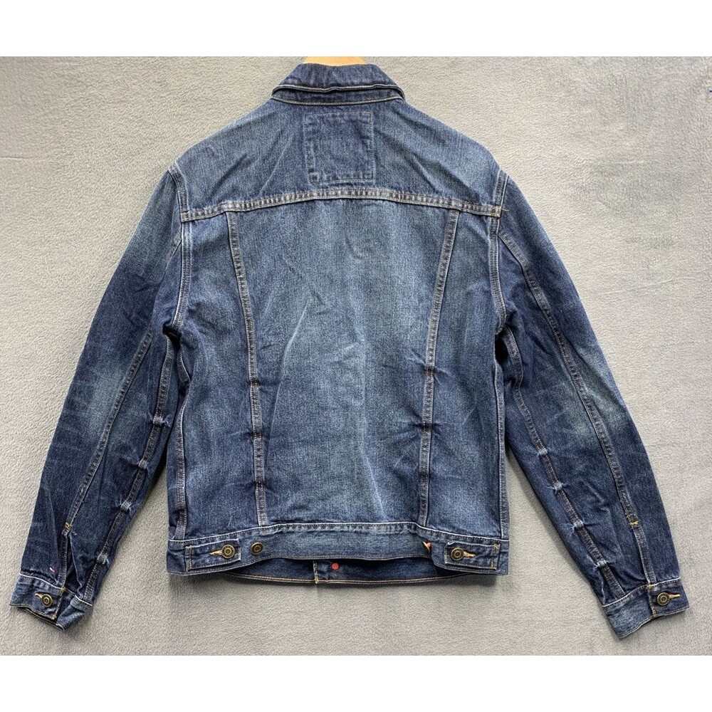 Tommy Hilfiger Denim Trucker Jacket Mens Distressed Blue Medium Wash Size Large - Picture 4 of 16